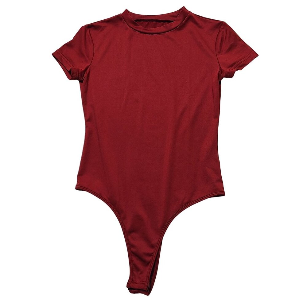 Womens Red Short Sleeve Bodysuit Size S